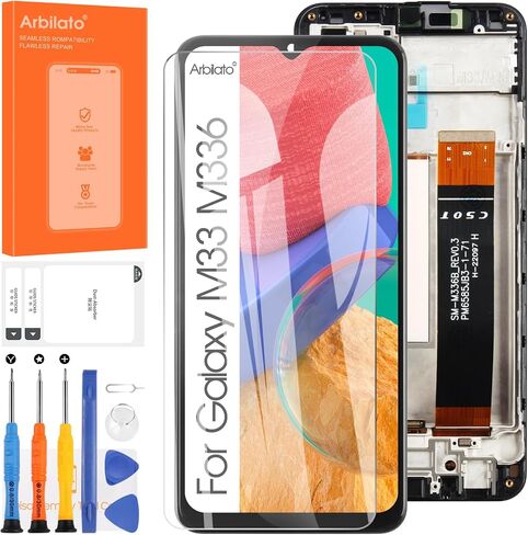 Screen for Samsung Galaxy M33 5G Screen Replacement for Samsung M336 LCD Screen SM-M336B,SM-M336BU,SM-M336K Touch Display Digitizer Assembly Repair Parts(Black with Frame) in Kuwait