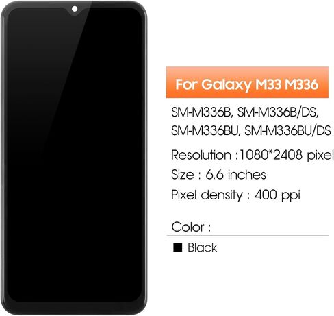 Screen for Samsung Galaxy M33 5G Screen Replacement for Samsung M336 LCD Screen SM-M336B,SM-M336BU,SM-M336K Touch Display Digitizer Assembly Repair Parts(Black with Frame) in Kuwait
