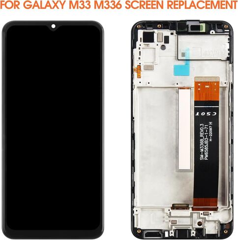 Screen for Samsung Galaxy M33 5G Screen Replacement for Samsung M336 LCD Screen SM-M336B,SM-M336BU,SM-M336K Touch Display Digitizer Assembly Repair Parts(Black with Frame) in Kuwait
