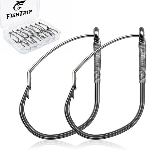 FishTrip 50Pcs Weedless Wacky Rig Hooks, Drop Shot Hook for Bass Fishing in Kuwait