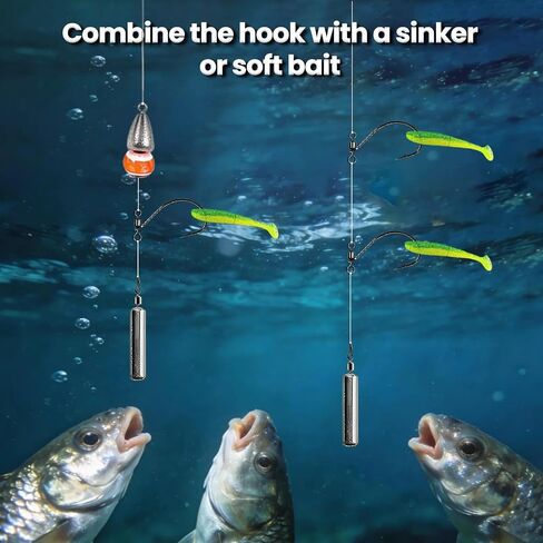 FishTrip 25pcs Drop Shot Hooks Fishing Rig, Spin Shot Rigs for Bass Fishing in Kuwait
