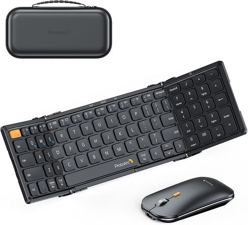 ProtoArc Foldable Keyboard and Mouse, Small Folding Bluetooth Keyboard Mouse Combo for Travel, Pocket-Size Portable Keyboard for iPad, iPhone, Smartphone, Tablet Laptop in Kuwait