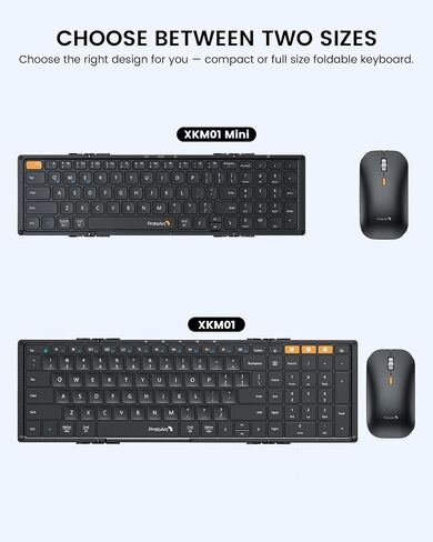 ProtoArc Foldable Keyboard and Mouse, Small Folding Bluetooth Keyboard Mouse Combo for Travel, Pocket-Size Portable Keyboard for iPad, iPhone, Smartphone, Tablet Laptop in Kuwait