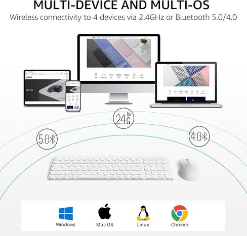 Rapoo 9360M Wireless Keyboard and Mouse Combo, Blade-Series E9310M 99-Key Ultra-Thin Keyboard and M300G Silent Mouse, Support 4 Devices, Quiet, Compact, Battery Powered, for Windows/Mac/Linux/Chrome in Kuwait