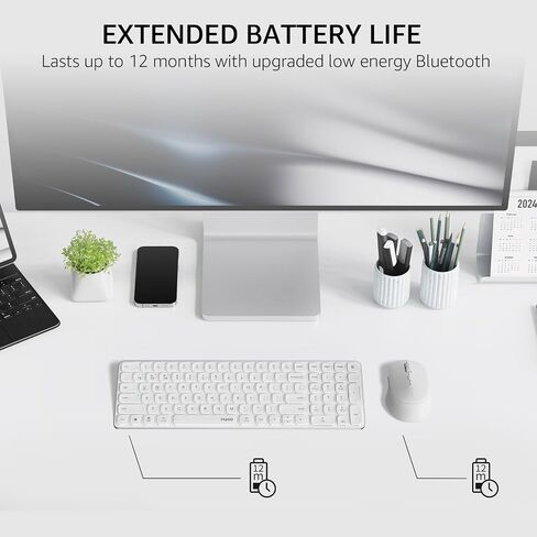 Rapoo 9360M Wireless Keyboard and Mouse Combo, Blade-Series E9310M 99-Key Ultra-Thin Keyboard and M300G Silent Mouse, Support 4 Devices, Quiet, Compact, Battery Powered, for Windows/Mac/Linux/Chrome in Kuwait