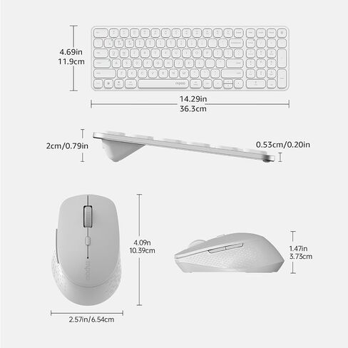 Rapoo 9360M Wireless Keyboard and Mouse Combo, Blade-Series E9310M 99-Key Ultra-Thin Keyboard and M300G Silent Mouse, Support 4 Devices, Quiet, Compact, Battery Powered, for Windows/Mac/Linux/Chrome in Kuwait