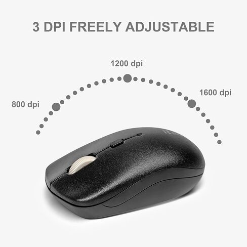 Wireless Keyboard and Mouse Combo, Reccazr 2.4G Full-Sized Keyboard and Mouse Cordless, 3 DPI Adjustable Mouse, Dual-System Keyboard for Computer/Laptop/Windows/Mac (Black & Cream) in Saudi Arabia