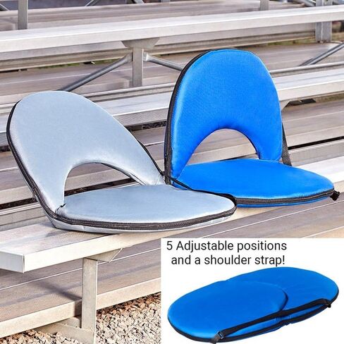 The Lakeside Collection Travel Folding Cushioned Seat 5 Adjustable Positions Blue Or Gray in Kuwait