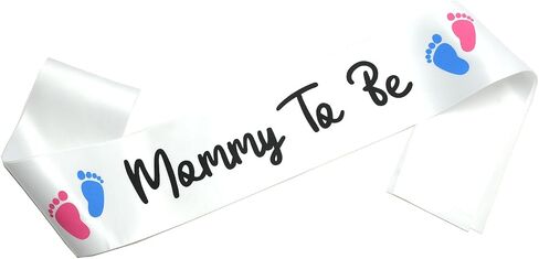 Mommy To Be Sash Baby Shower Party Decor White Black Satin in Kuwait