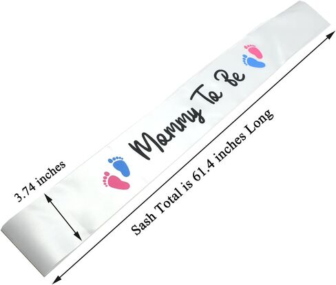 Mommy To Be Sash Baby Shower Party Decor White Black Satin in Kuwait