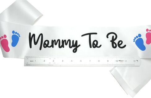 Mommy To Be Sash Baby Shower Party Decor White Black Satin in Kuwait