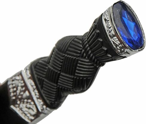 SZCO Supplies 7" Sapphire Adorned Sgian Dubh Scottish Dirk Knife with Scabbard, High-Quality Stainless Steel Blade, Black Handle for Ceremonial and Everyday Use in Saudi Arabia