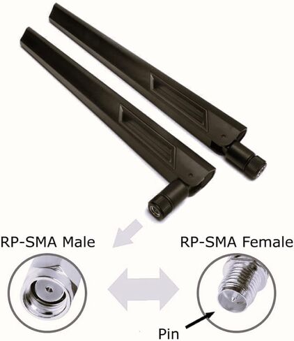 10dBi Tri-Band Adjustable External WiFi Antenna Pair | RP-SMA Black/Black in Kuwait