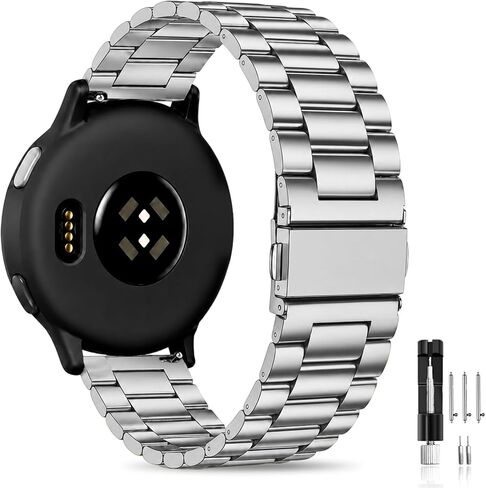 HSWAI 20mm Metal Strap Compatible with Garmin Vivoactive 5 Watch Bands/Vivoactive 6/3, Quick Release Stainless Steel Bracelet for Approach S50 S44 S42 S40/Venu Sq 2/Forerunner 165/55 Women Men in Kuwait