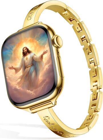 Missair God is in Control Bands Compatible with Apple Watch Band 38mm 40mm 41mm 42mm 44mm 45mm 46mm 49mm for Women, Stainless Steel lettering Metal Strap for iWatch Series 11 10 9 8 7 6 5 4 SE Ultra in Kuwait