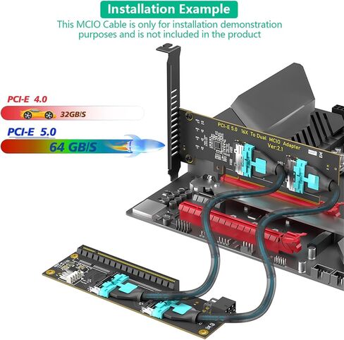 PCIe 5.0 X16 to MCIO 8i 74Pin SFF-1016 Host Adapter Card in Saudi Arabia