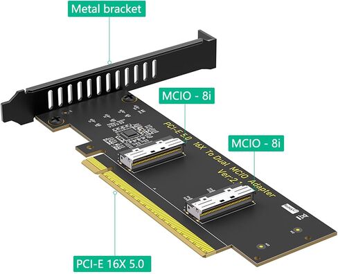 PCIe 5.0 X16 to MCIO 8i 74Pin SFF-1016 Host Adapter Card in Saudi Arabia
