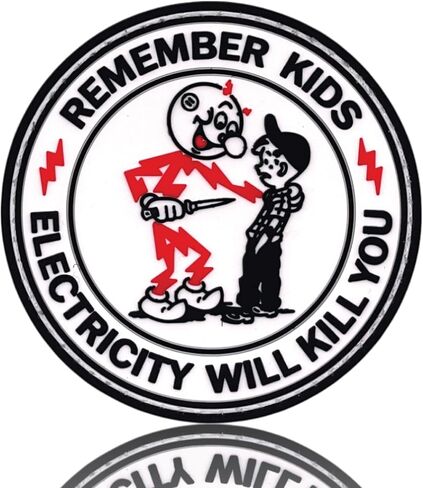 Remember Kids Electricity Will Kill You PVC Patch - Funny Morale Patches | Tactical Patches for Backpacks, Hard Hat, Vest | IBEW, Lineman, Electrician Accessories, Construction Gifts (Red PVC) in Saudi Arabia