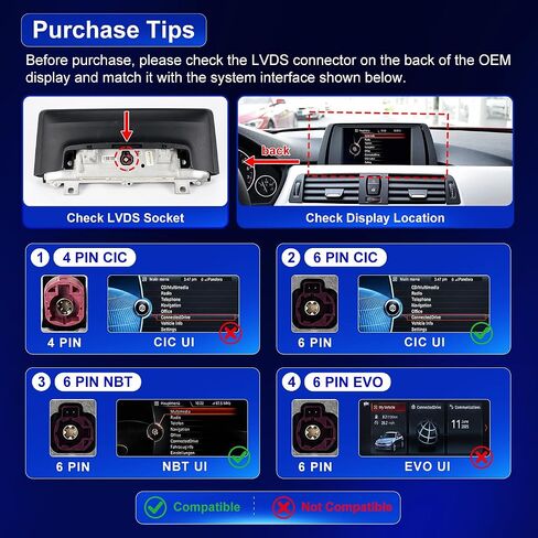 10.25'' Linux HD Touch Screen for BMW 3/4 Series F30/F31/F33/F34 & 1/2 Series F20/F21/F22/F23 2012‑2017 NBT Support Wired and Wireless CarPlay Retrofit Android Auto in Kuwait