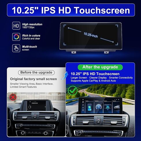 10.25'' Linux HD Touch Screen for BMW 3/4 Series F30/F31/F33/F34 & 1/2 Series F20/F21/F22/F23 2012‑2017 NBT Support Wired and Wireless CarPlay Retrofit Android Auto in Kuwait