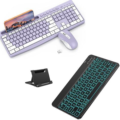 OMOTON Wireless Keyboard and Mouse Combo for PC/Computer/Windows & Bluetooth Rechargeable Keyboard for Tablet/Android/Windows/iOS in Kuwait