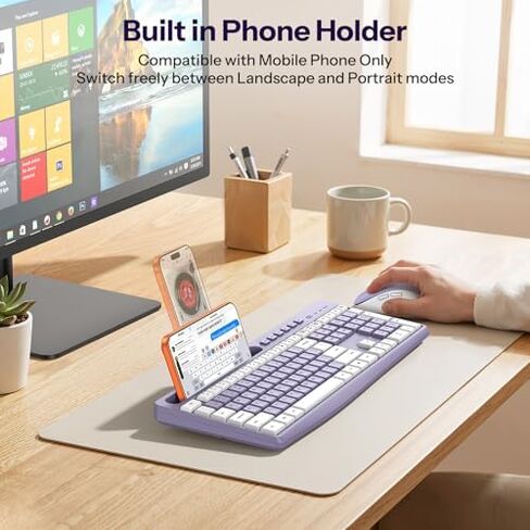 OMOTON Wireless Keyboard and Mouse Combo for PC/Computer/Windows & Bluetooth Rechargeable Keyboard for Tablet/Android/Windows/iOS in Kuwait