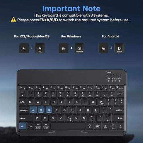OMOTON Wireless Keyboard and Mouse Combo for PC/Computer/Windows & Bluetooth Rechargeable Keyboard for Tablet/Android/Windows/iOS in Kuwait