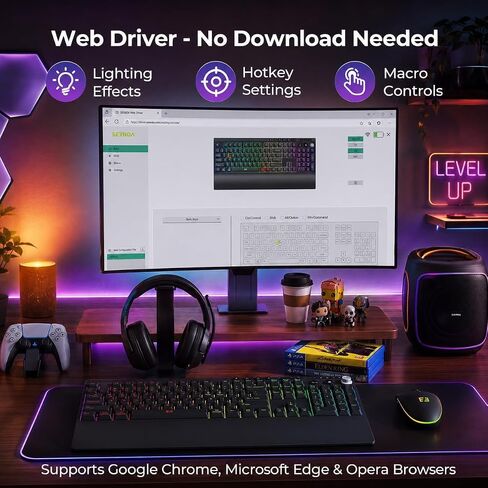 seenda Wireless Gaming Keyboard and Mouse, RGB Backlit & Web Customizable in Kuwait