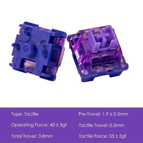 Akko V3 Lavender Purple Pro Keyboard Switch with Dustproof Stem for Mechanical Gaming Keyboard, 5-Pin Tactile Switches Pre-Lubed Switch (45pcs) in Kuwait