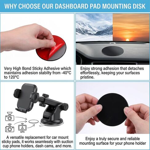 3Pcs 3.2" Car Sticky Base Plate Dashboard Pad Mounting Disk in Kuwait