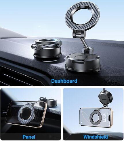 Kaistyle for Magsafe Car Mount【Powerful Suction】Magnetic Phone Holder for Car Phone Holder Mount Suction Cup Phone Mount for Car Dashboard Windshield for iPhone 17 Pro Max 16 15 14 13 12（Carbon Fiber） in Kuwait