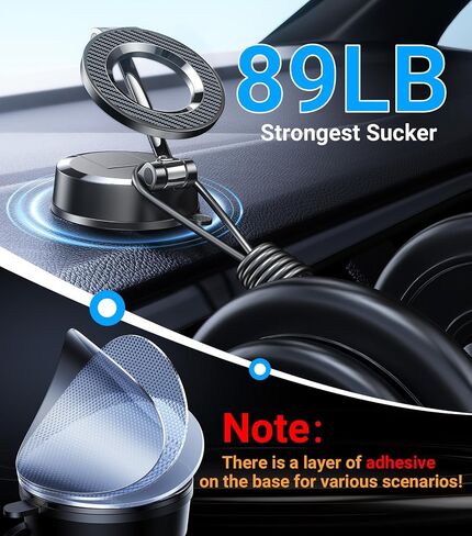 Kaistyle for Magsafe Car Mount【Powerful Suction】Magnetic Phone Holder for Car Phone Holder Mount Suction Cup Phone Mount for Car Dashboard Windshield for iPhone 17 Pro Max 16 15 14 13 12（Carbon Fiber） in Kuwait