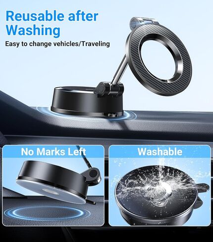 Kaistyle for Magsafe Car Mount【Powerful Suction】Magnetic Phone Holder for Car Phone Holder Mount Suction Cup Phone Mount for Car Dashboard Windshield for iPhone 17 Pro Max 16 15 14 13 12（Carbon Fiber） in Kuwait