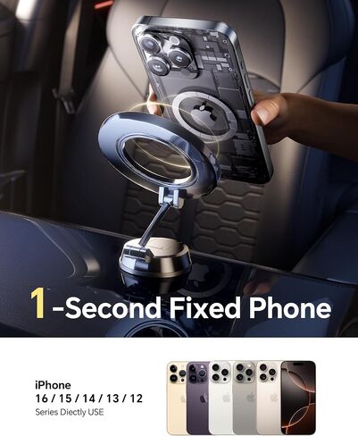 Kaistyle for Magsafe Car Mount【Powerful Suction】Magnetic Phone Holder for Car Phone Holder Mount Suction Cup Phone Mount for Car Dashboard Windshield for iPhone 17 Pro Max 16 15 14 13 12（Carbon Fiber） in Kuwait