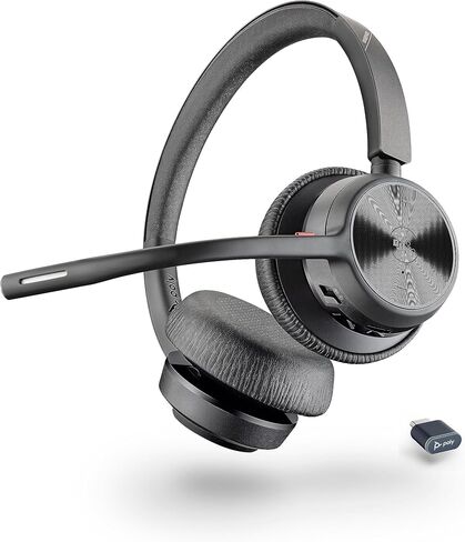 Poly Voyager 4320 UC Wireless Headset, Bluetooth Headphones with Mic - Noise-Canceling Boom Mic - Connect to PC via USB-C to USB-A Adapter, Cell Phone via Bluetooth (Renewed) (Renewed) in Kuwait