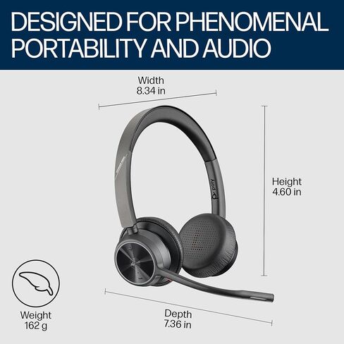 Poly Voyager 4320 UC Wireless Headset, Bluetooth Headphones with Mic - Noise-Canceling Boom Mic - Connect to PC via USB-C to USB-A Adapter, Cell Phone via Bluetooth (Renewed) (Renewed) in Kuwait