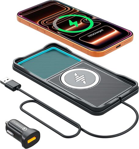 Wireless Car Charger Pad, 15w Fast Car Wireless Chargers Charging pad Non Slip Charger for Car Wireless Phone Charger for iPhone 17/16/15/14/13/12 Pro Max,Samsung S23 S22 S20 for Android, 30cm Cable in Kuwait