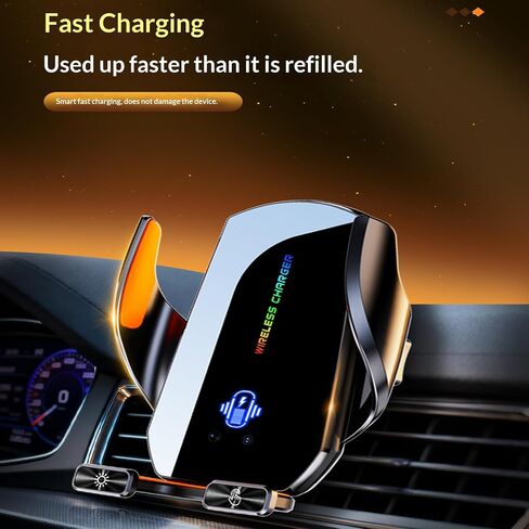 Wireless Car Charger,Phone Mount for Car Wireless Charger,15W Fast Charging Car Phone Holder Mount,Car Wireless Charger Universal Compatibility with All Wireless Charging Smartphones（Black） in Saudi Arabia