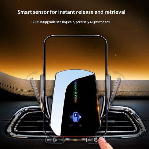 Wireless Car Charger,Phone Mount for Car Wireless Charger,15W Fast Charging Car Phone Holder Mount,Car Wireless Charger Universal Compatibility with All Wireless Charging Smartphones（Black） in Saudi Arabia