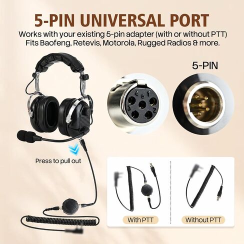 Noise Cancelling Walkie Racing Headset with 5-Pin & K1 Adapter in Saudi Arabia