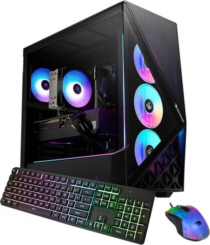 iBUYPOWER Slate Gaming PC Desktop Computer Intel Core i7 14700F CPU, NVIDIA GeForce RTX 5060Ti 16GB GPU, 16GB DDR5 5200MHz RAM, 1TB NVMe SSD, Windows 11 Home, Gamer Keyboard and Mouse - SBI7N56T07 in Saudi Arabia