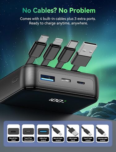 50000mAh Portable Charger, 50% Smaller Power Bank Built-in 4 Cables in Kuwait