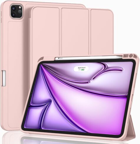ZryXal New iPad Air 13 Inch Case M3 2025/M2 2024 with Pencil Holder, Trifold Stand Smart Case with Soft TPU Back,Auto Wake/Sleep (Black) in Kuwait