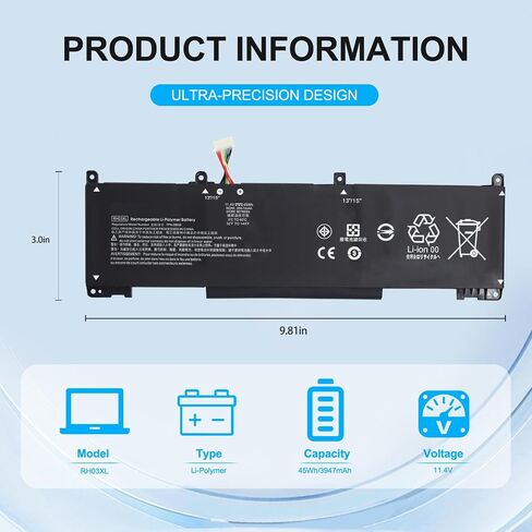 RH03XL Laptop Battery Replacement for HP ProBook 430 440 445 450 630 640 650 G8 Series HSTNN-DB0B HSTNN-UB7X HSTNN-OB1T HSTNN-IB9Q M02027-005 M01524-AC1 M01524-2B1 in Kuwait