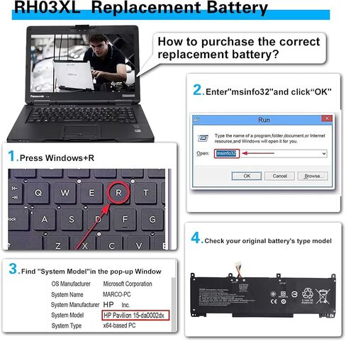 RH03XL Laptop Battery Replacement for HP ProBook 430 440 445 450 630 640 650 G8 Series HSTNN-DB0B HSTNN-UB7X HSTNN-OB1T HSTNN-IB9Q M02027-005 M01524-AC1 M01524-2B1 in Kuwait