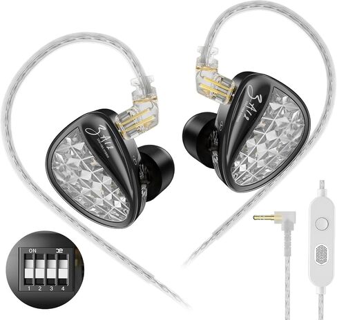 KZ ZA12 in Ear Monitor Headphones, 2DD+4BA Hybrid Drivers Sound Isolating IEM with Dual Microphone for Musicians, Engineers, DJs, Audiophile and Singers (Mic, Classic) in Kuwait