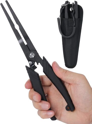 Golden J Teflon Fishing Pliers, Multi-Function Hook Remover-Long Nose Pliers, PE/Braided Line Cutter, Saltwater Resistant Fishing Gear, For Deep-Sea, Ice & Surf Fishing - Ideal for Anglers in Kuwait