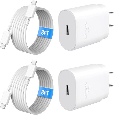 USB C Charger Block, 25W USBC Super Fast Charging Adapter for Samsung Galaxy S25 S24 Ultra S23 S22 S21 S20 Note20 / iPhone 17 16 15 14 13 Pro Max, Type C Wall Charger Plug, 2 Pack in Kuwait