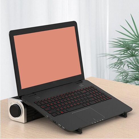 Homoyoyo USB Laptop Fan Cooler with Aluminum Alloy and Abs Material, Portable Cooling Pad with Adjustable Stand and Rear Plug Holder, USB Powered Low Power Consumption for Laptops in Saudi Arabia