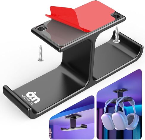 All Aluminum Headset Headphone Stand Hanger Under Desk Designed [Patented] Headphone Holder Hook by Strong Adhesive & Screws,PC Gaming Accessories Compatible with PC Gaming DJ Headsets,Silver in Kuwait